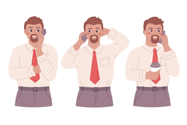 Free vector hand drawn people talking on the phone illustration