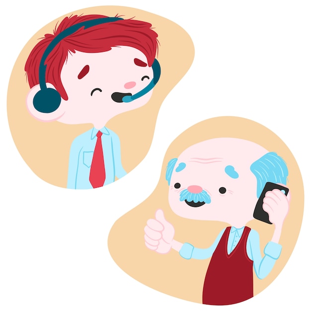 Hand drawn people talking on the phone illustration