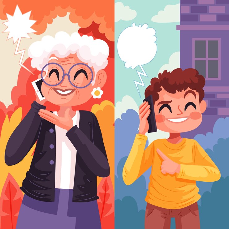 Free Vector hand drawn of people talking on the phone