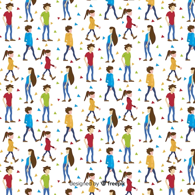 Free vector hand drawn people walking pattern