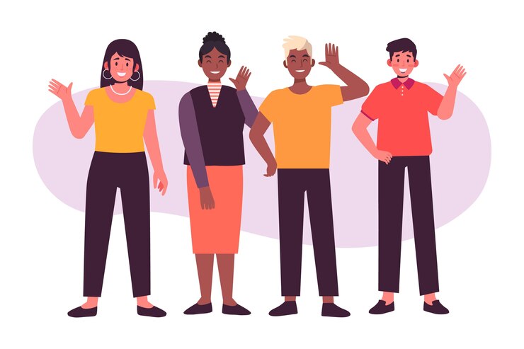 Free Vector hand drawn people waving illustrated