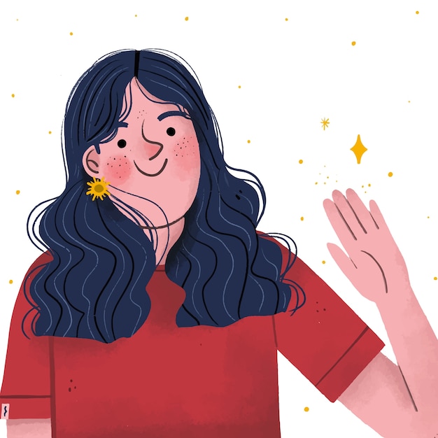 Free vector hand drawn people waving illustration