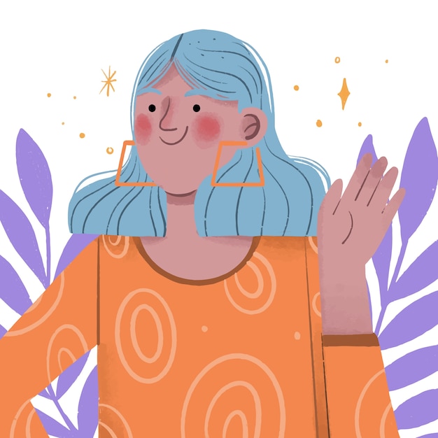 Free vector hand drawn people waving illustration