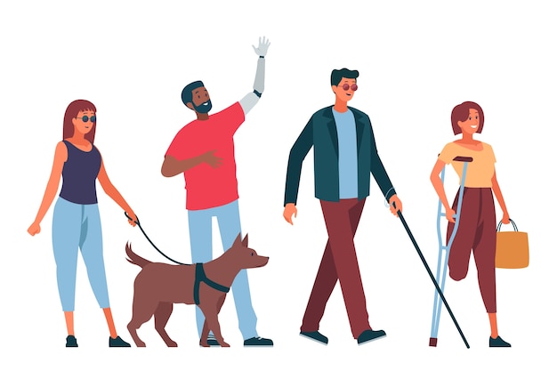 Hand drawn people with disabilities illustration