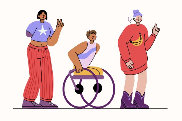 Hand drawn people with disabilities illustration
