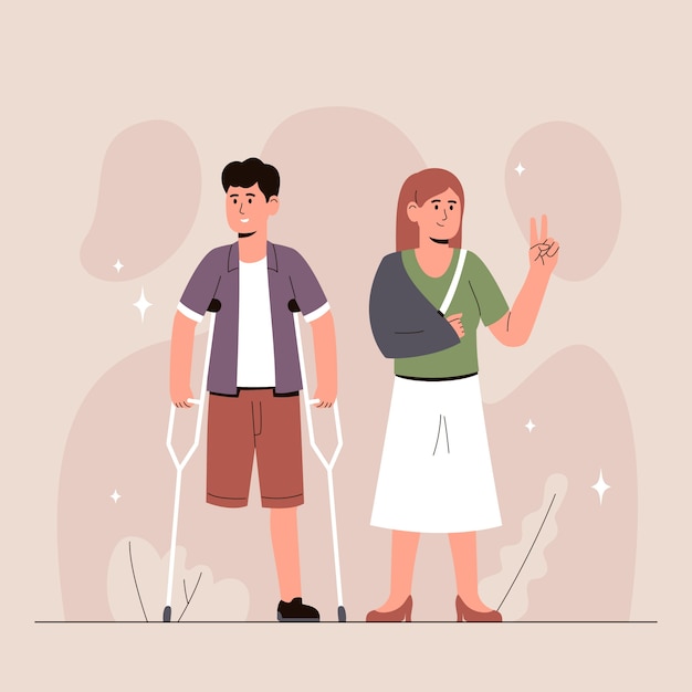 Free vector hand drawn people with disabilities illustration