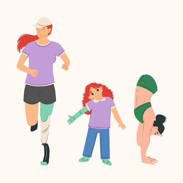 Free vector hand drawn people with disabilities illustration
