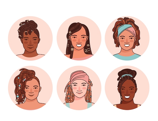 Free vector hand drawn people with dreadlocks illustration