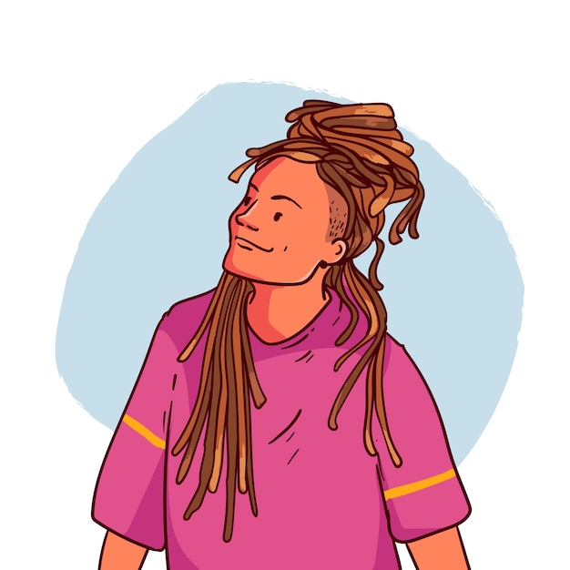 Free vector hand drawn people with dreadlocks illustration