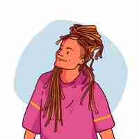 Free vector hand drawn people with dreadlocks illustration