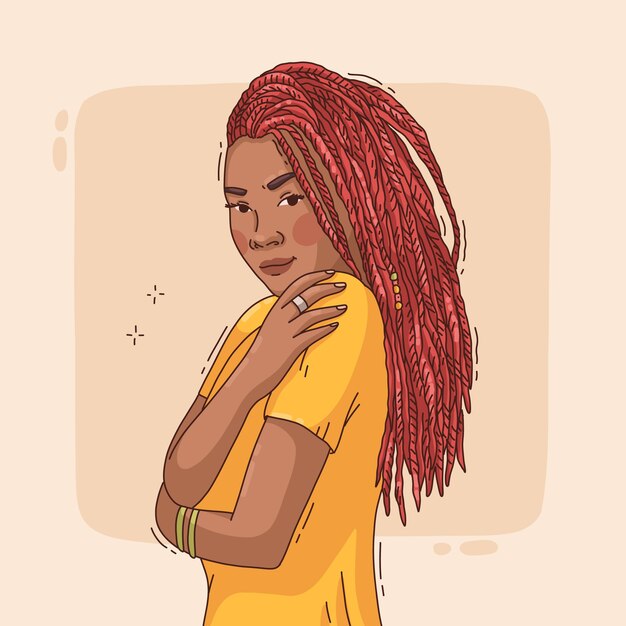 Hand drawn people with dreadlocks illustration