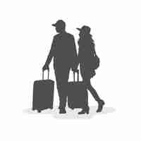 Free vector hand drawn people with suitcase silhouette