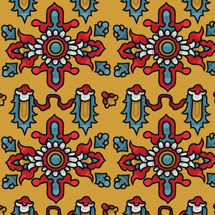 Free Vector hand drawn persian carpet pattern design