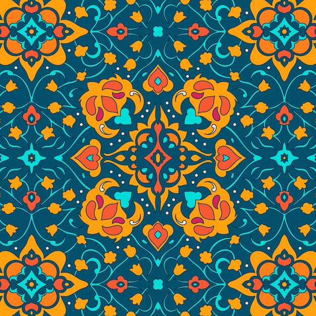 Free vector hand drawn persian carpet pattern design