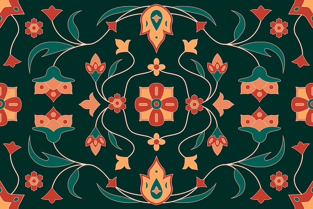 무료 벡터 손으로 그린 페르시아 카펫 패턴 디자인