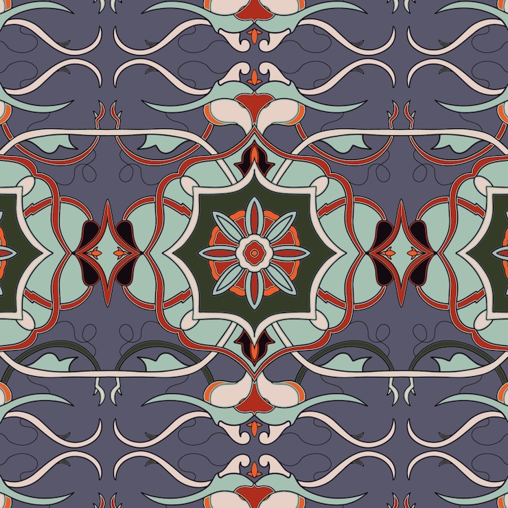 Free Vector hand drawn persian carpet pattern