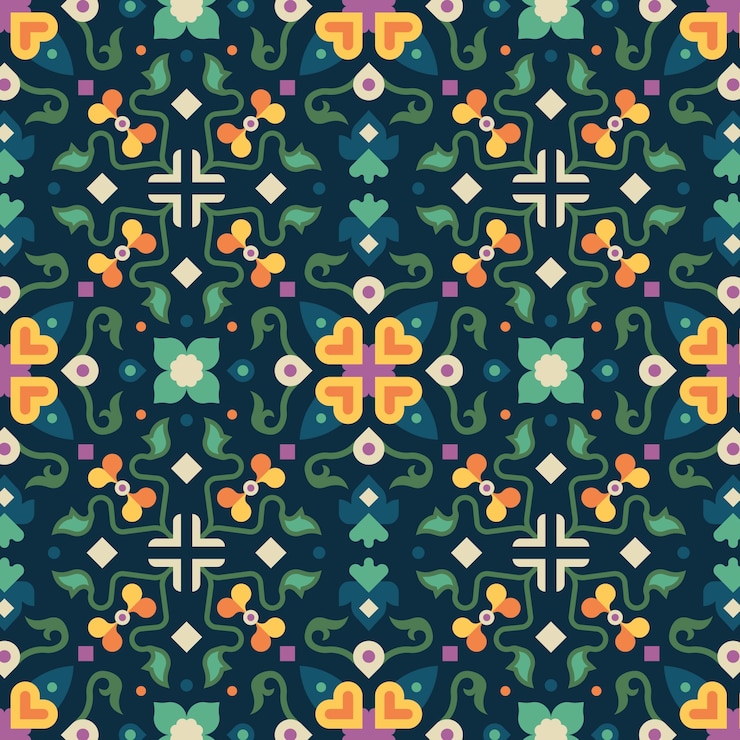 Free Vector hand drawn persian carpet pattern