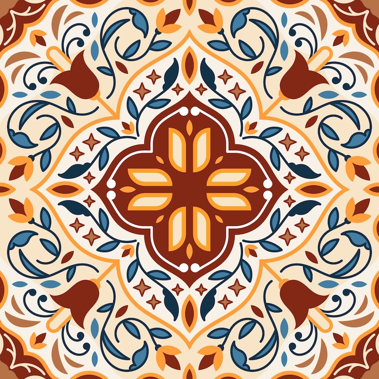 Free Vector hand drawn persian carpet pattern