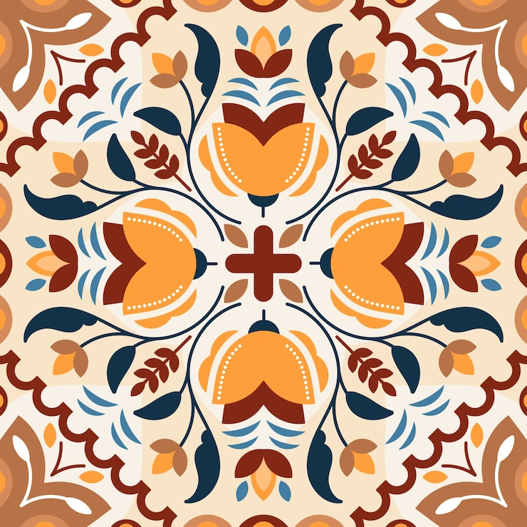 Free Vector hand drawn persian carpet pattern