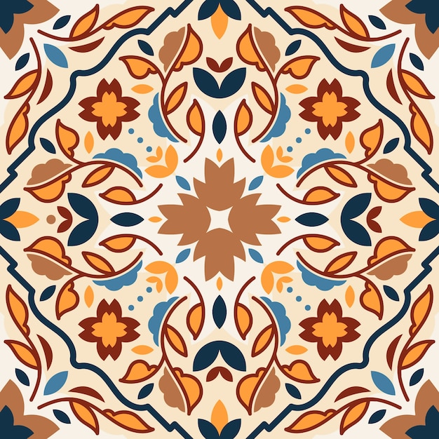 손으로 그린 페르시아 카펫 패턴