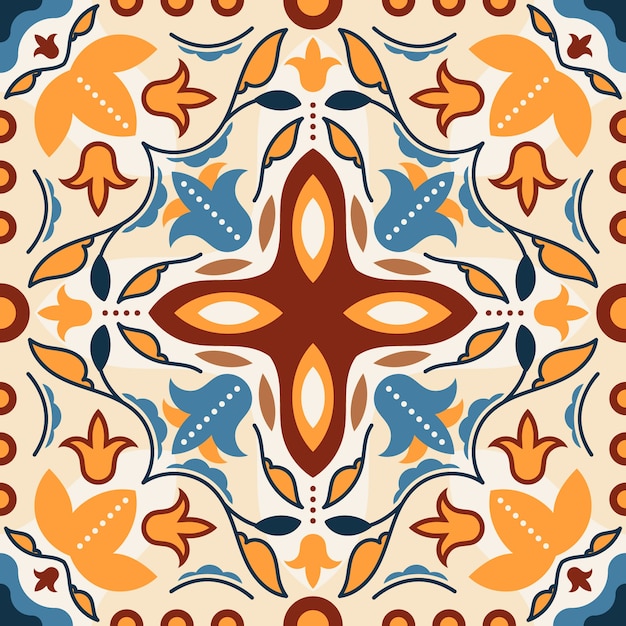 Free vector hand drawn persian carpet pattern