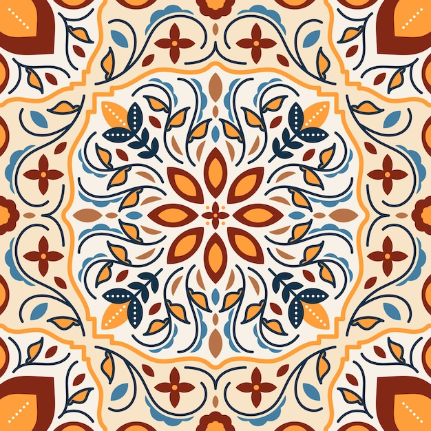 무료 벡터 손으로 그린 페르시아 카펫 패턴