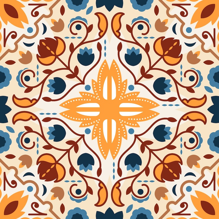 Free Vector hand drawn persian carpet pattern
