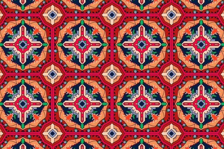 Free Vector hand drawn persian carpet pattern