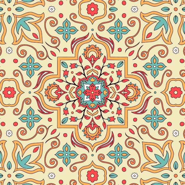 Vettore gratuito modello di tappeto persiano disegnato a mano