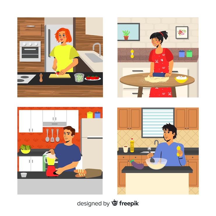 मुफ़्त वेक्टर hand drawn person cooking collection
