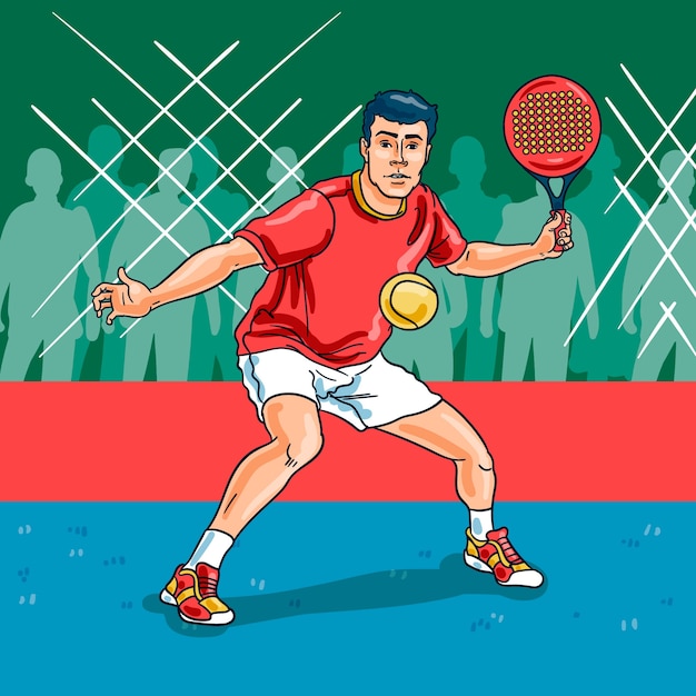 Persona disegnata a mano che gioca illustrazione di padel