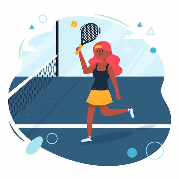 Hand drawn person playing padel illustration