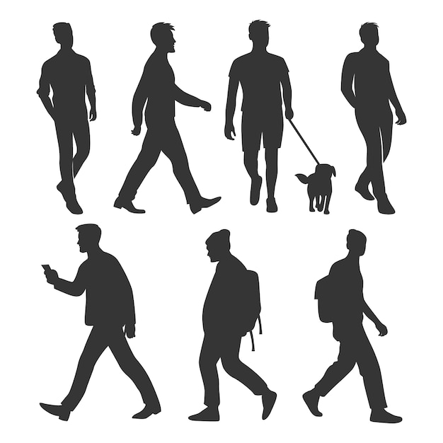 Free vector hand drawn person walking silhouette