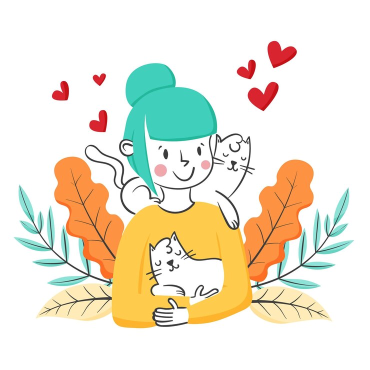 Free Vector hand drawn person with pet illustration