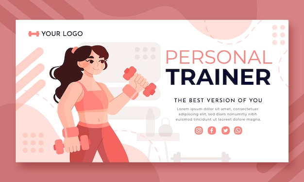 Vettore gratuito modello facebook disegnato a mano di personal trainer