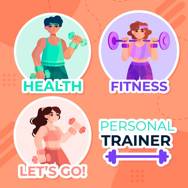 Hand drawn personal trainer labels template