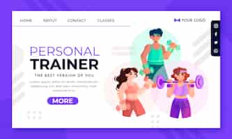 Free vector hand drawn personal trainer landing page