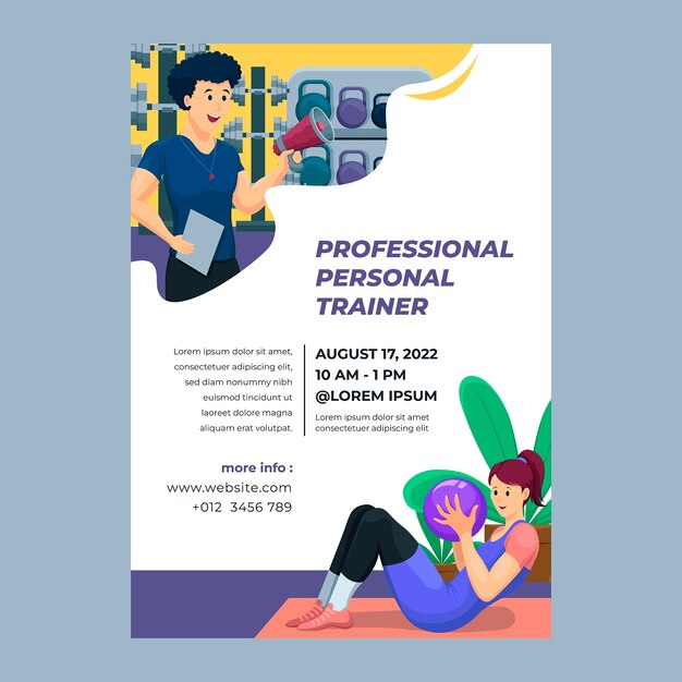 Poster di personal trainer disegnato a mano