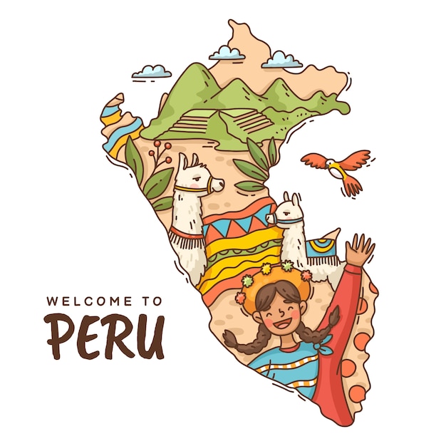 Hand drawn peru illustration