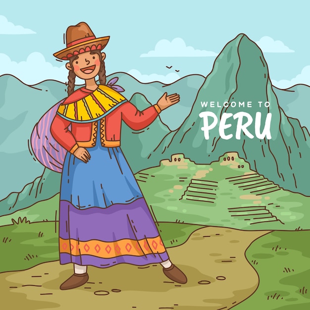 Hand drawn peru illustration