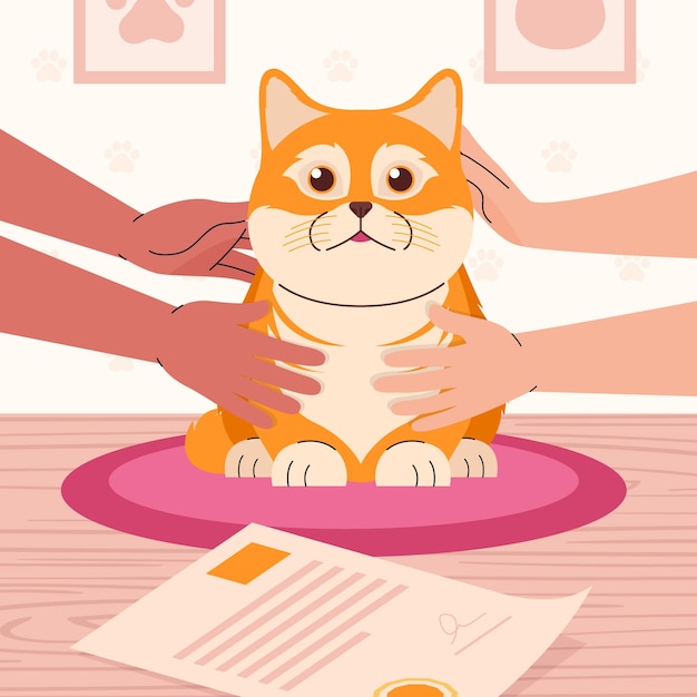 Бесплатное векторное изображение Нарисованная рукой иллюстрация содержания домашних животных