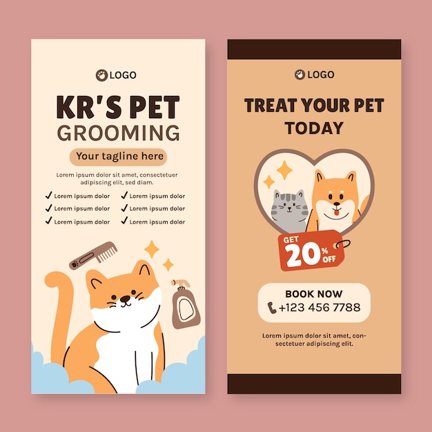 Free vector hand drawn pet grooming banner design