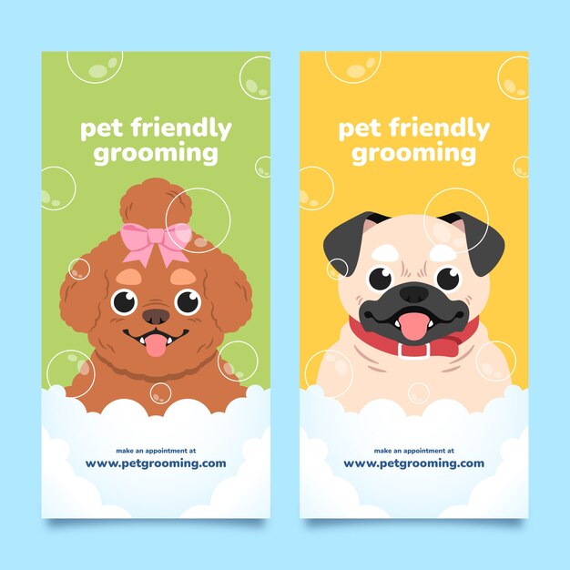 hand drawn pet grooming banner design