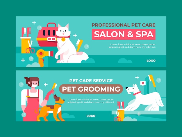 Hand drawn pet grooming banner design