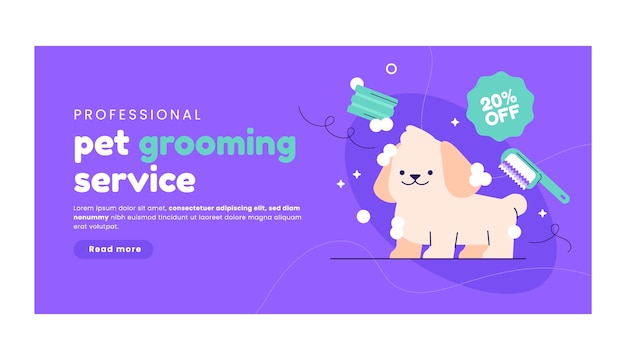 Free vector hand drawn pet grooming banner template