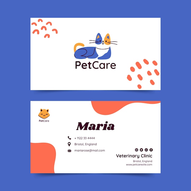 Free vector hand drawn pet grooming business card template