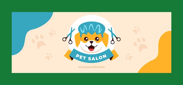 Hand drawn pet grooming facebook cover design