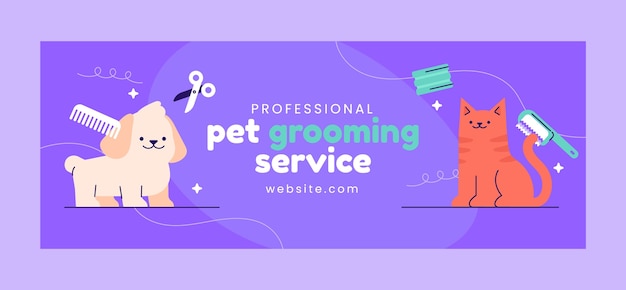 Hand drawn pet grooming facebook cover