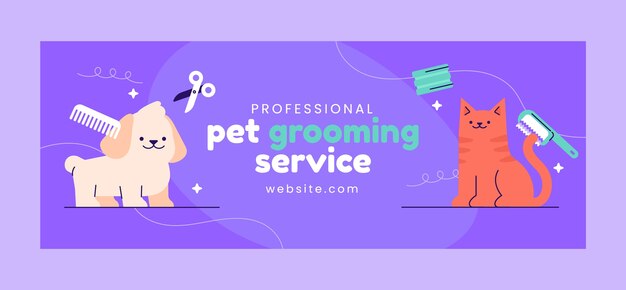 Hand drawn pet grooming facebook cover