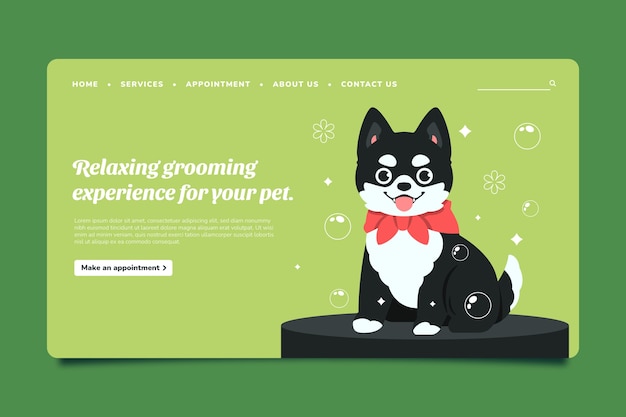 Free vector hand drawn pet grooming landing page